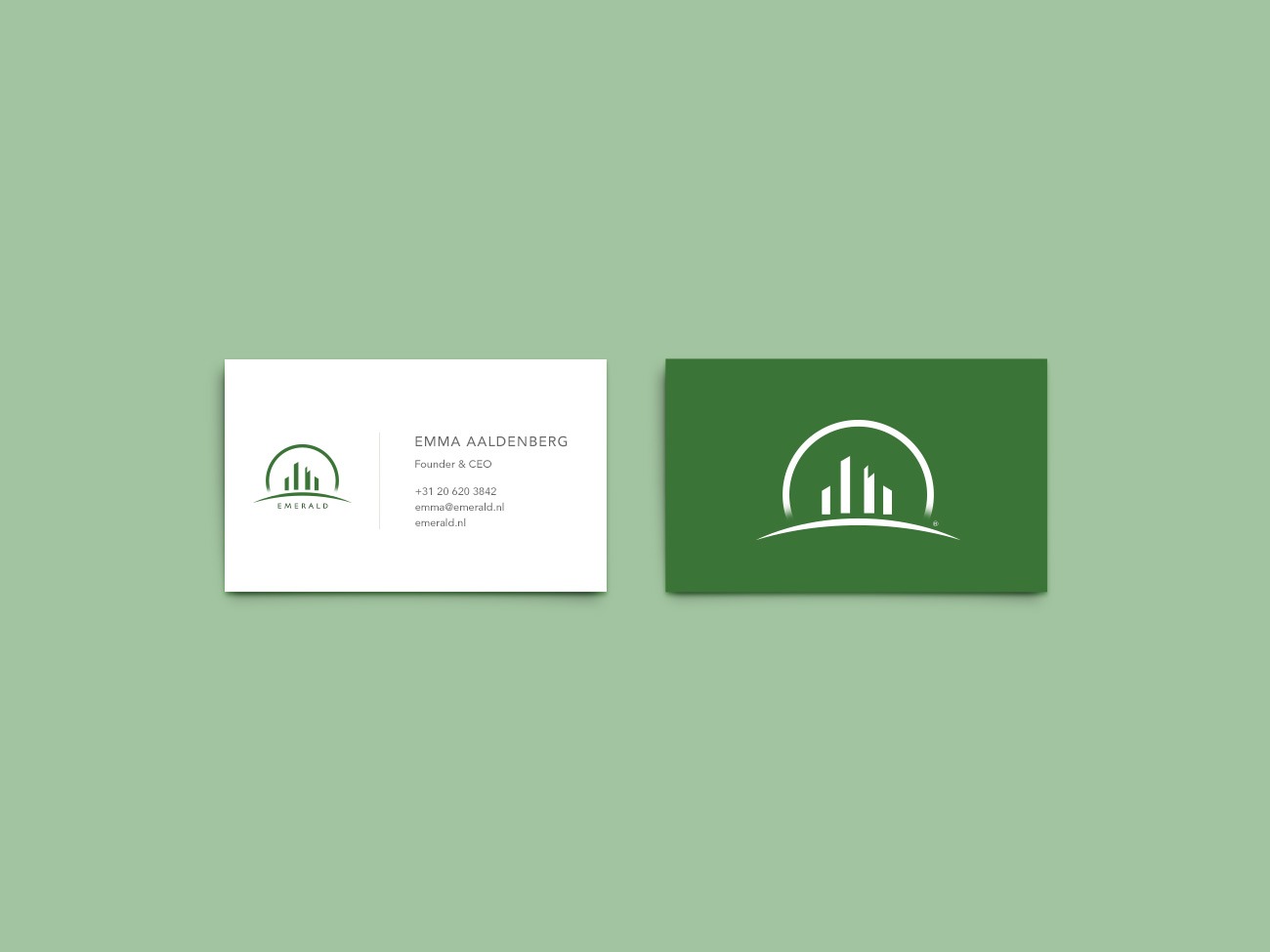 Emerald Investments Branding and Business Card Design
