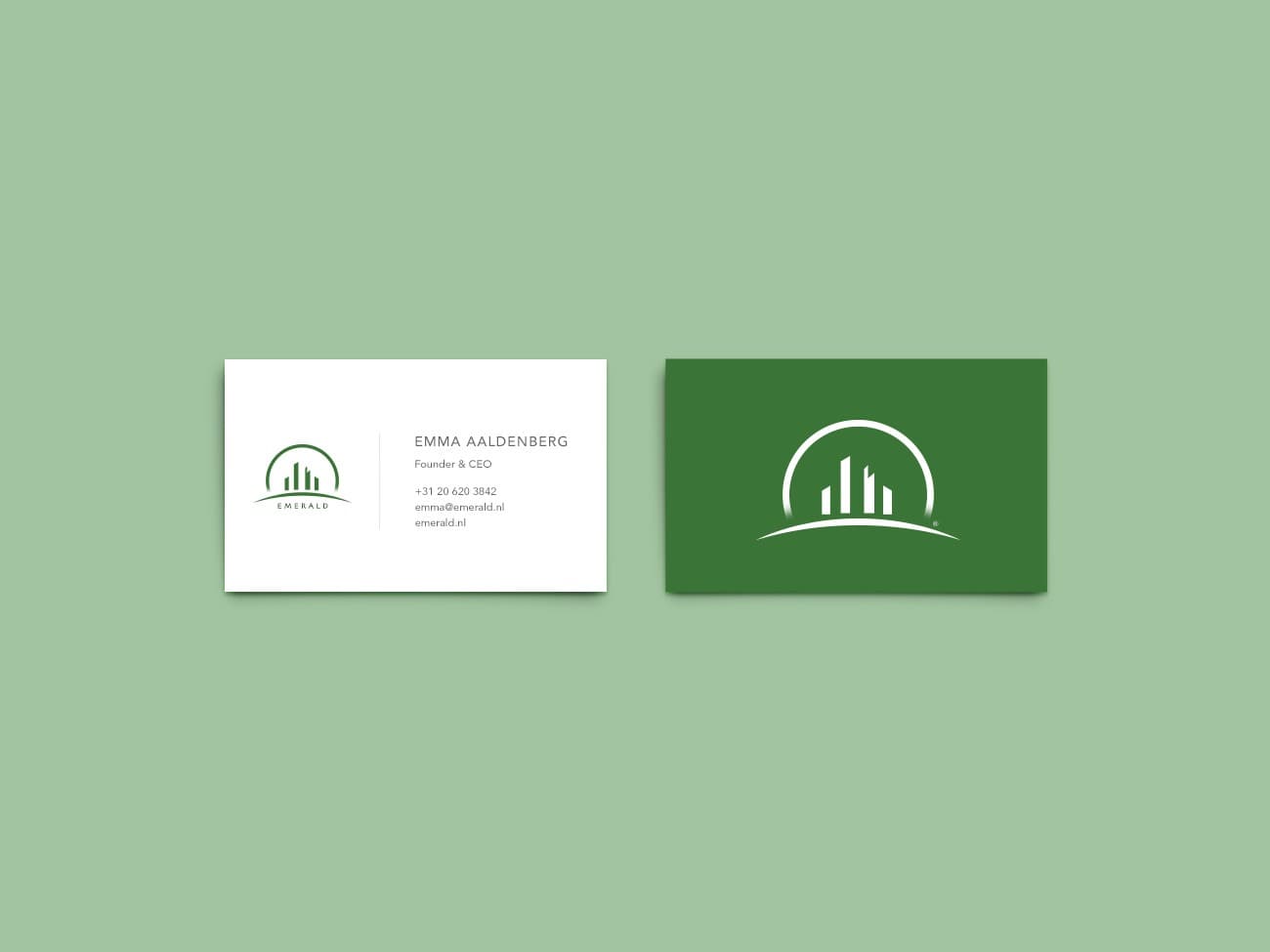 Emerald Investments Branding and Business Card Design