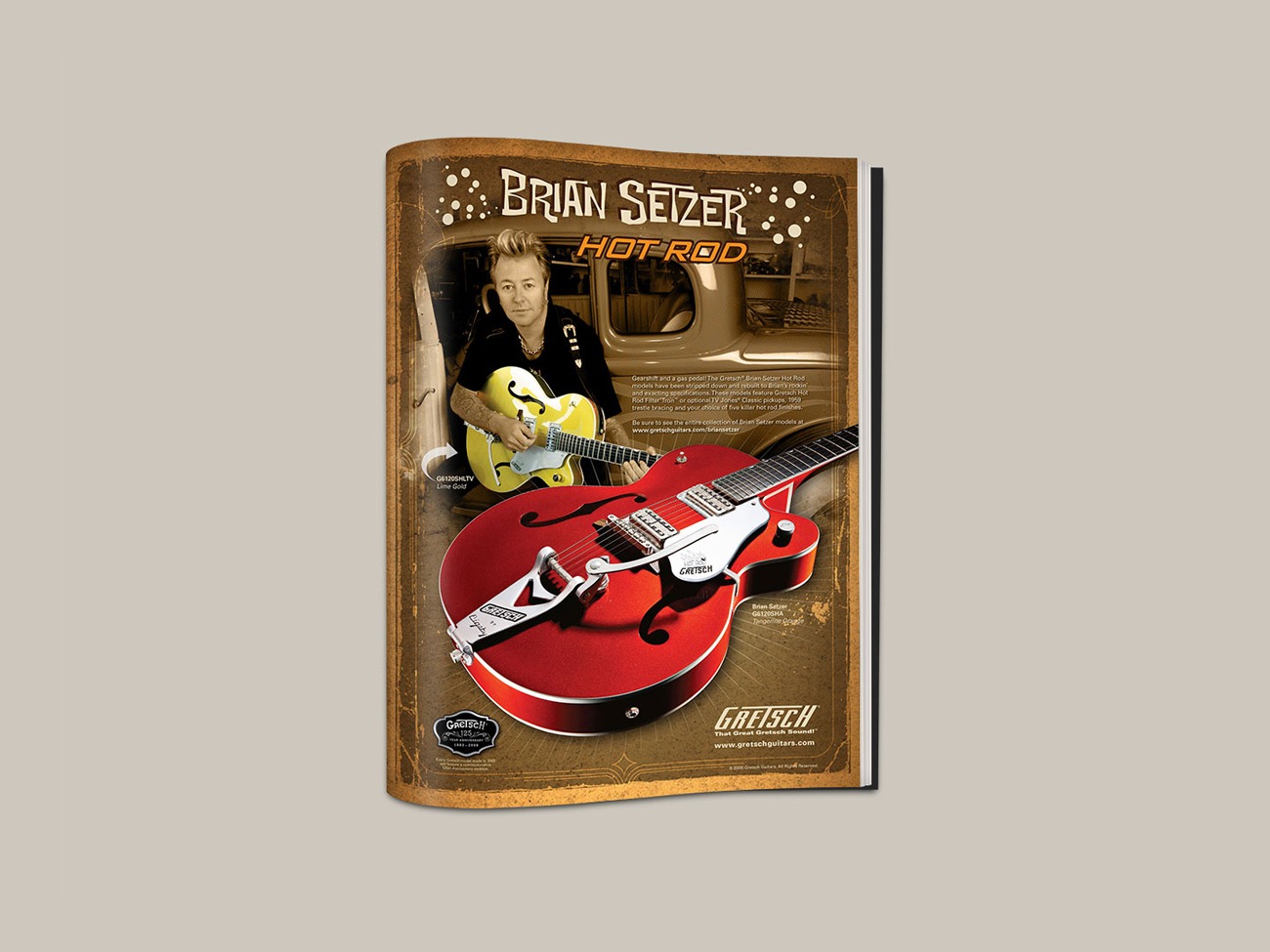 Gretsch 125th Anniversary Advertisement with Brian Setzer