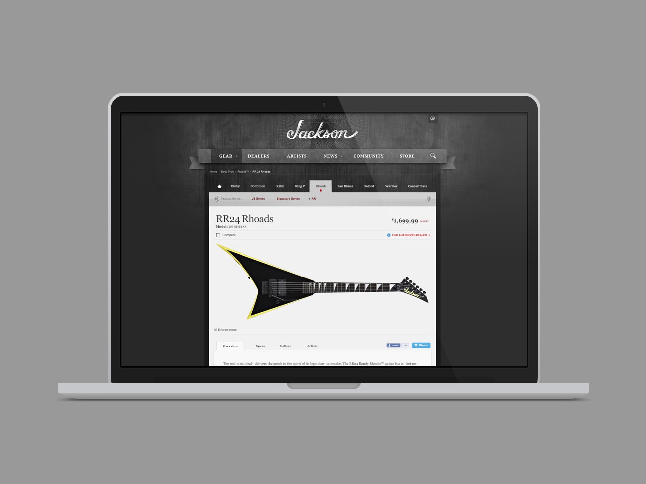 Jackson Guitars Website Design