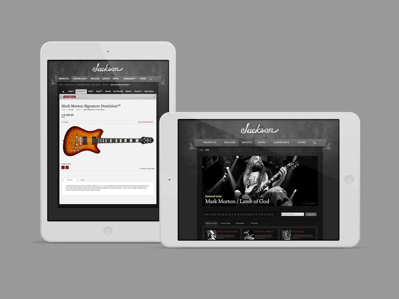 Jackson Guitars Mobile Website Design