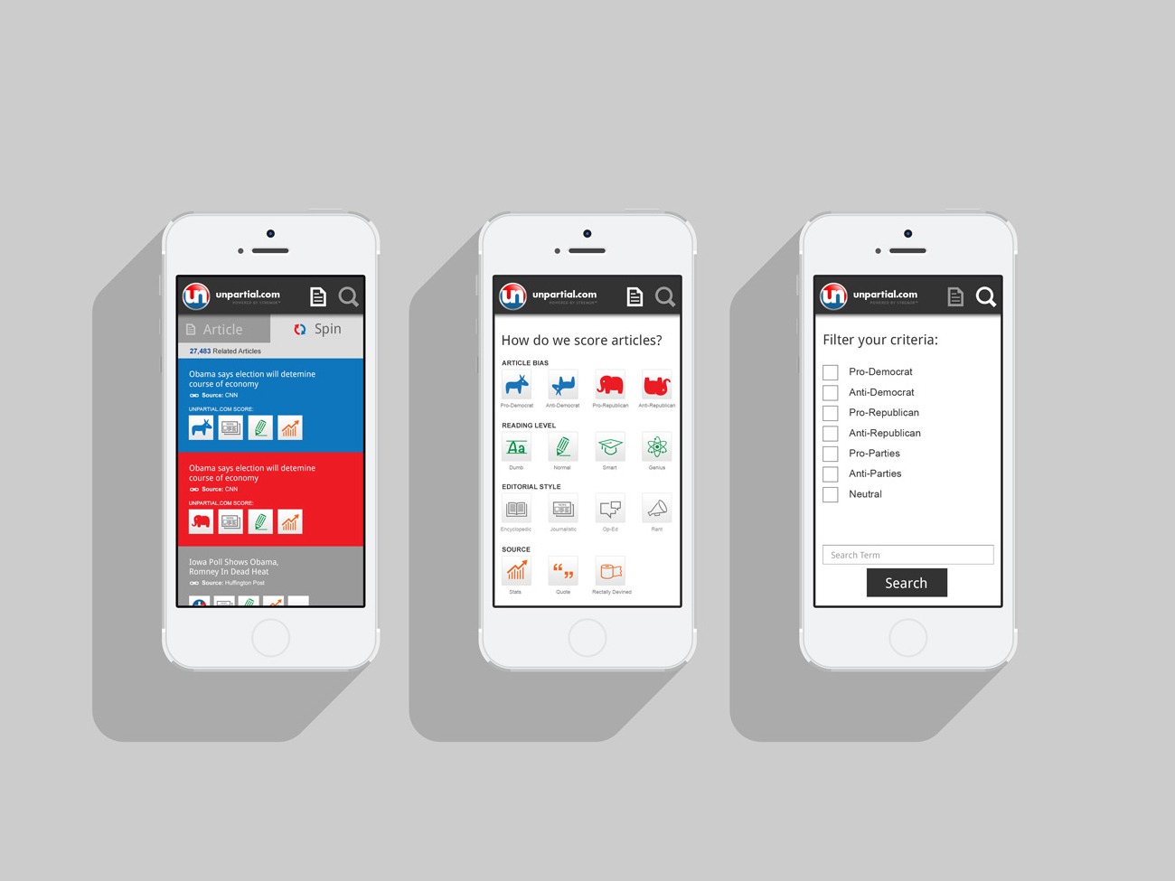 Unpartial.com Branding and Mobile Application Design